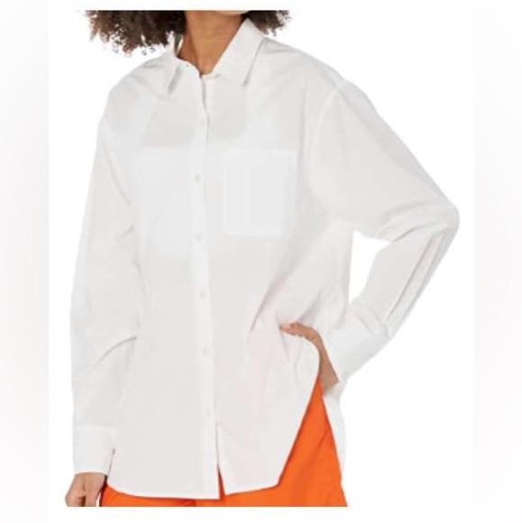 The Drop Tops - NEW The Drop Kendall Oversized White Cotton Button-Up Shirt